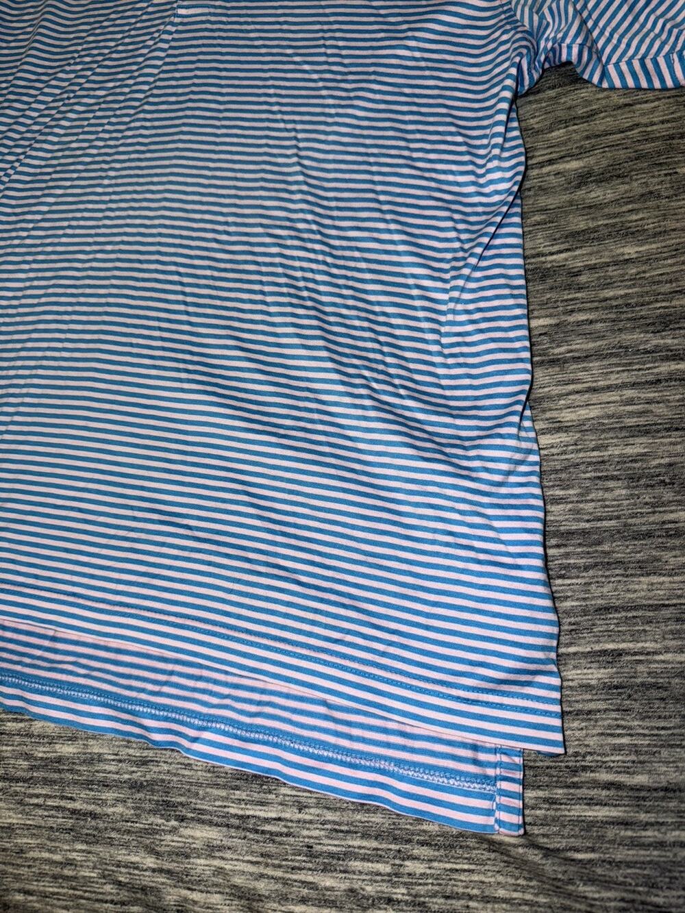 Peter Millar Men's M Blue Striped Performance Polo Shirt Golf Stretch